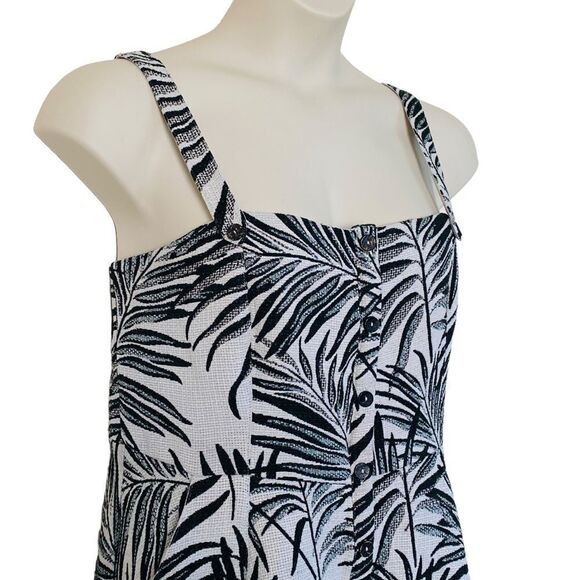 Hutch Aidy Black Ivory Jacquard Palm Frond Sleeveless A-Line Midi Dress Sz 16W - Picture 5 of 12